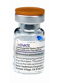 ADVATE (antihemophilic factor [recombinant] plasma/albumin-free method) 4000IU for IV use by Baxter