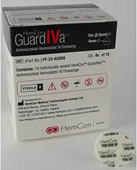 GUARDIVA (chlorhexidine gluconate) antimicrobial hemostatic IV dressing by HemCon GUARDIVA (chlorhexidine gluconate) antimicrobial hemostatic IV dressing by HemCon