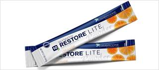 RESTORE Lite Powder contains 10g PE with 55% fewer calories than regular RESTORE per gram of PE RESTORE Lite Powder contains 10g PE with 55% fewer calories than regular RESTORE per gram of PE
