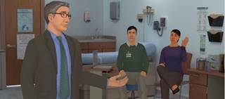 The simulation provides a role-play conversation with expert feedback The simulation provides a role-play conversation with expert feedback