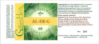 Al-Er-G was marketed as a supplement for the relief of allergies Al-Er-G was marketed as a supplement for the relief of allergies
