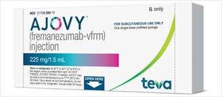 Ajovy will be supplied as a 225mg/1.5mL strength, preservative-free, single-dose prefilled syringe. Ajovy will be supplied as a 225mg/1.5mL strength, preservative-free, single-dose prefilled syringe.